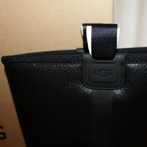 NIB UGG RAINCLOUD TALL LEATHER SHEARLING LINED‎ WINTER RAIN BOOTS BLACK - Picture 4 of 7